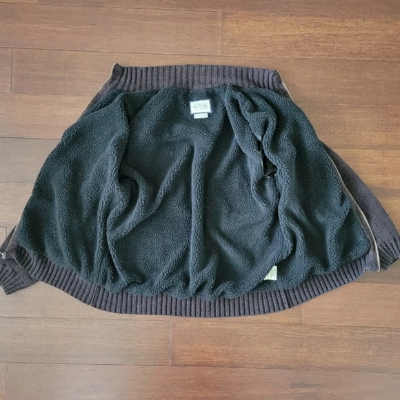 Boston Traders Men's XXL Cable Knit Fleece Lined Zip-Up Sweater Jacket Brown - Picture 5 of 8